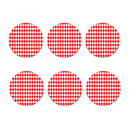 Red And White Harlequin Pattern Print Coaster Set