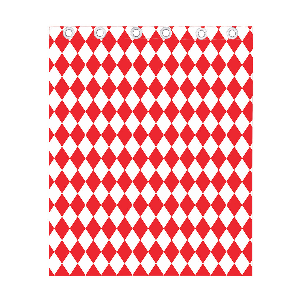 Red And White Harlequin Pattern Print Curtain