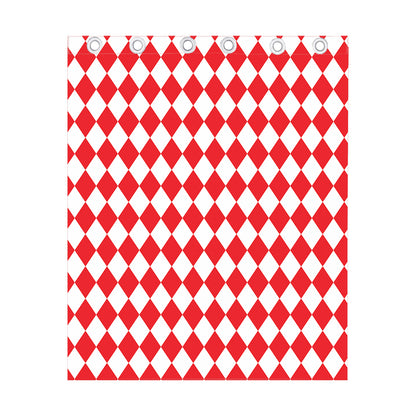 Red And White Harlequin Pattern Print Curtain