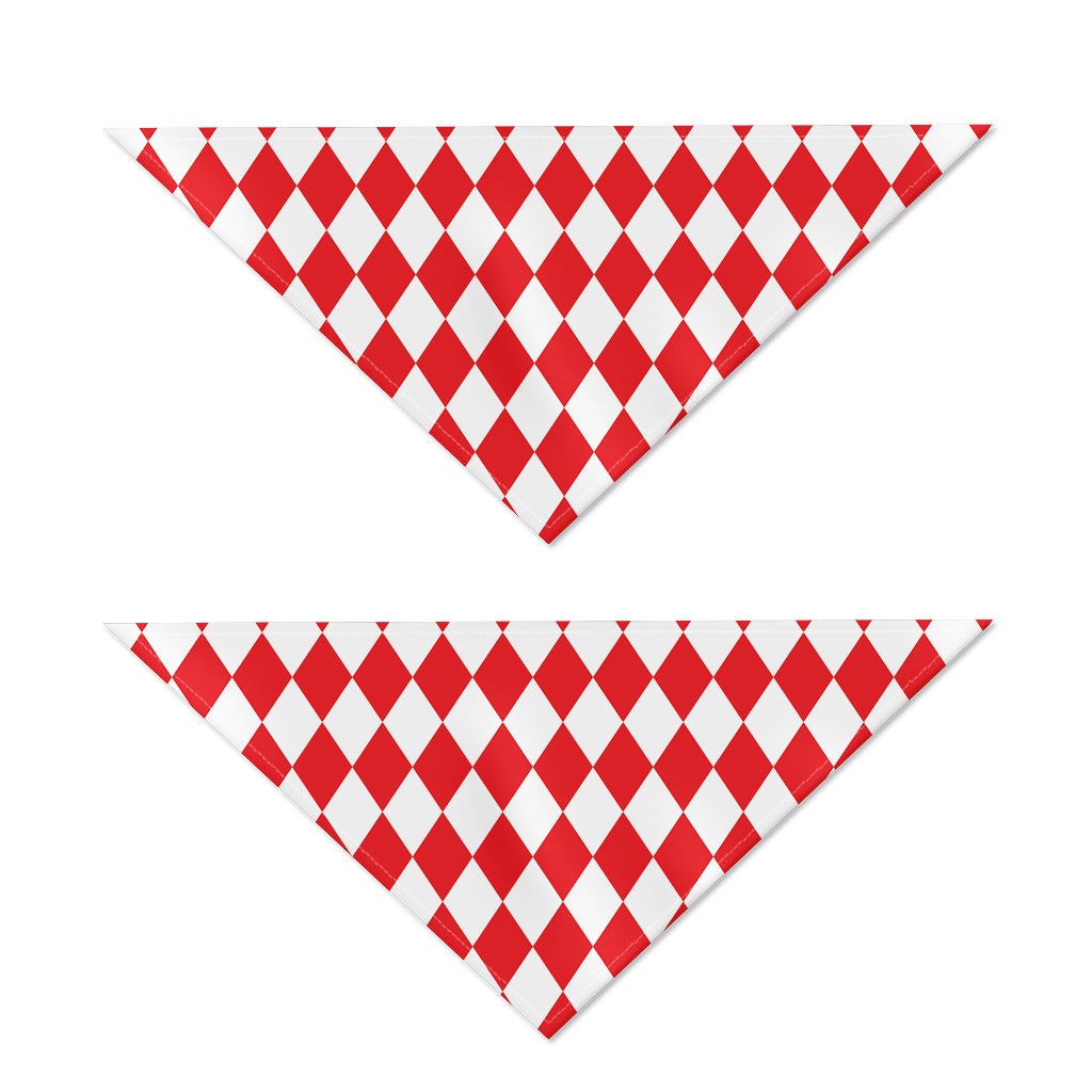 Red And White Harlequin Pattern Print Dog Bandana