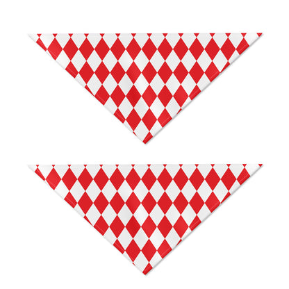 Red And White Harlequin Pattern Print Dog Bandana