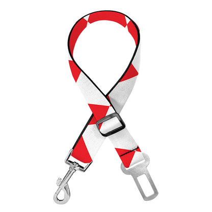 Red And White Harlequin Pattern Print Dog Seat Belt