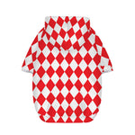 Red And White Harlequin Pattern Print Dog Zip Up Hoodie