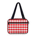 Red And White Harlequin Pattern Print Double Strap Bible Bag