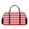 Red And White Harlequin Pattern Print Duffel Bag