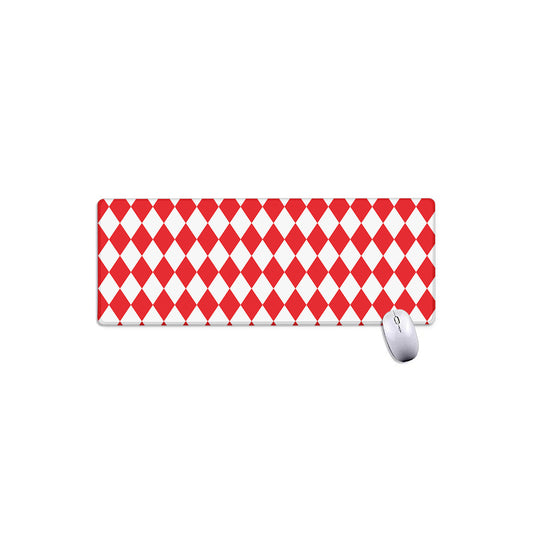 Red And White Harlequin Pattern Print Extended Mouse Pad