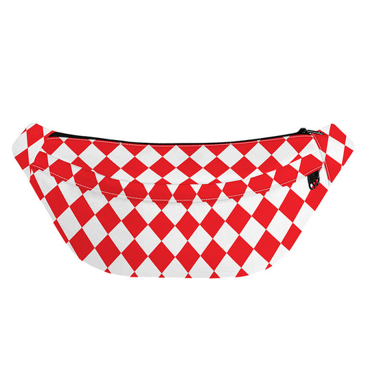Red And White Harlequin Pattern Print Fanny Pack