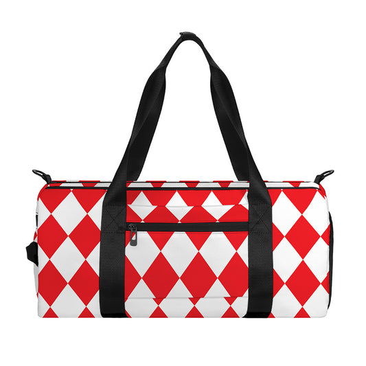 Red And White Harlequin Pattern Print Gym Bag