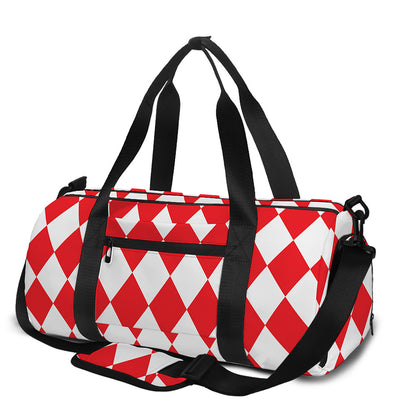 Red And White Harlequin Pattern Print Gym Bag