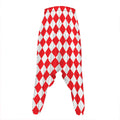 Red And White Harlequin Pattern Print Hammer Pants