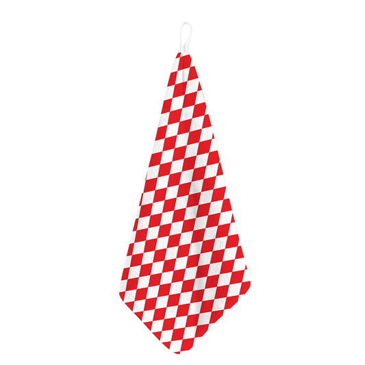 Red And White Harlequin Pattern Print Hand Towel