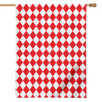 Red And White Harlequin Pattern Print House Flag