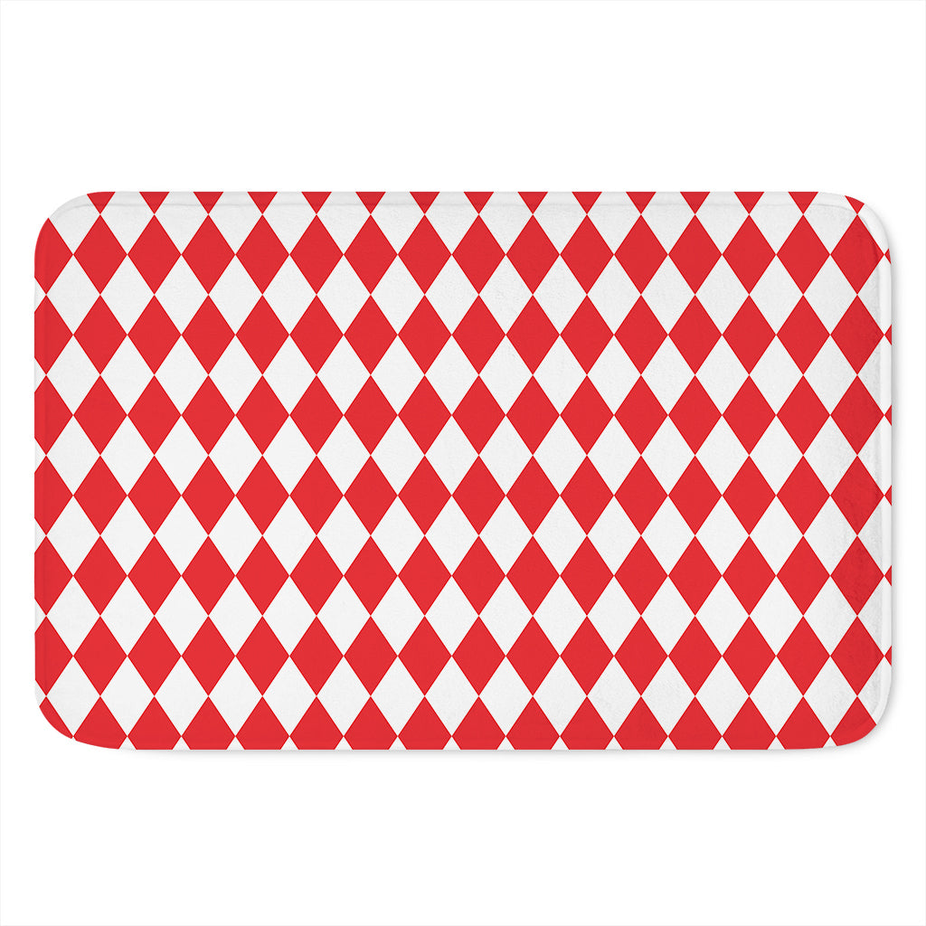 Red And White Harlequin Pattern Print Indoor Door Mat