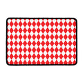 Red And White Harlequin Pattern Print Kitchen Mat