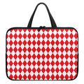 Red And White Harlequin Pattern Print Laptop Sleeve With Handle