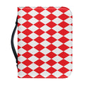 Red And White Harlequin Pattern Print Leather Bible Cover