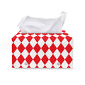 Red And White Harlequin Pattern Print Leather Tissue Box Cover