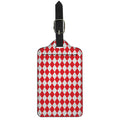 Red And White Harlequin Pattern Print Luggage Tag