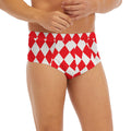 Red And White Harlequin Pattern Print Men's Briefs