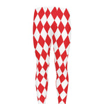 Red And White Harlequin Pattern Print Men's leggings