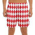 Red And White Harlequin Pattern Print Men's Split Running Shorts