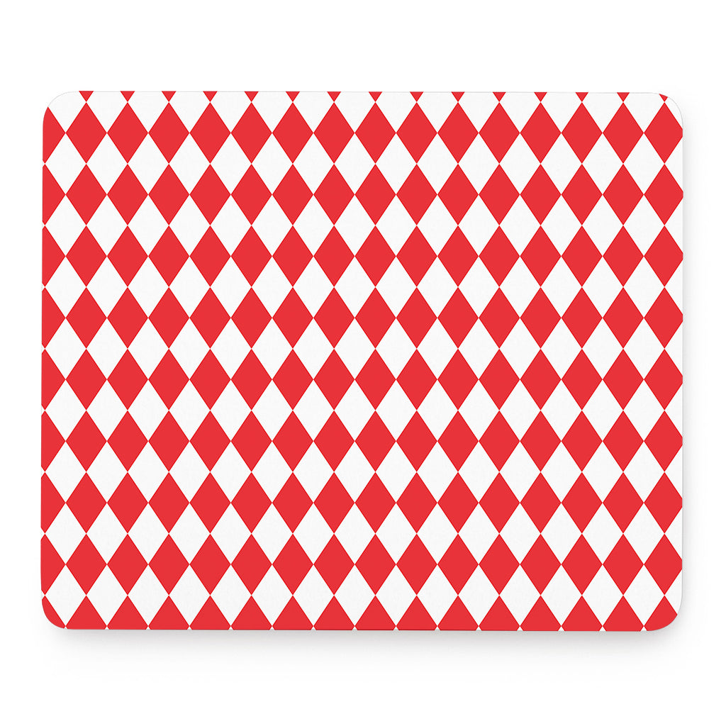 Red And White Harlequin Pattern Print Mouse Pad