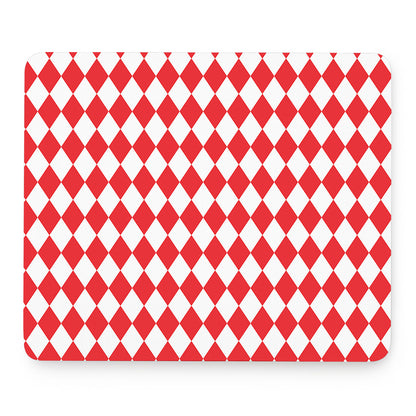 Red And White Harlequin Pattern Print Mouse Pad