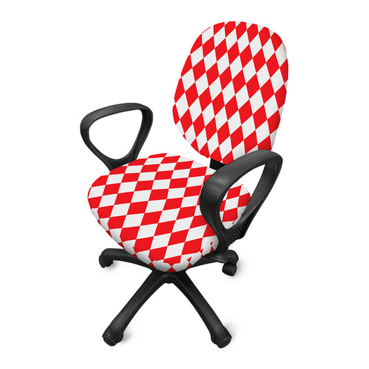 Red And White Harlequin Pattern Print Office Chair Cover