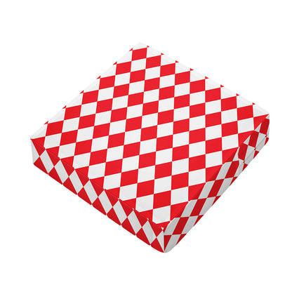 Red And White Harlequin Pattern Print Outdoor Seat Cushion Cover