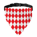 Red And White Harlequin Pattern Print Over The Collar Dog Bandana