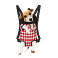 Red And White Harlequin Pattern Print Pet Carrier Backpack