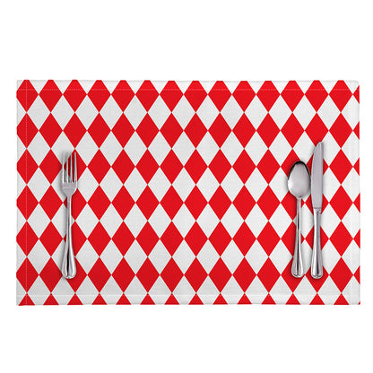 Red And White Harlequin Pattern Print Placemat