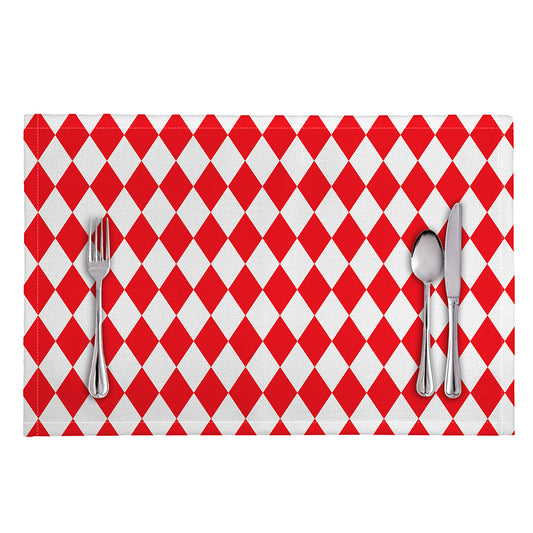 Red And White Harlequin Pattern Print Placemat