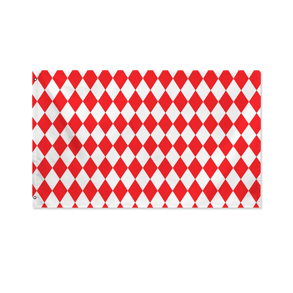 Red And White Harlequin Pattern Print Polyester Flag