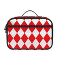 Red And White Harlequin Pattern Print Portable Lunch Bag