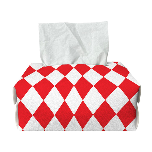 Red And White Harlequin Pattern Print Rectangle Tissue Box Cover