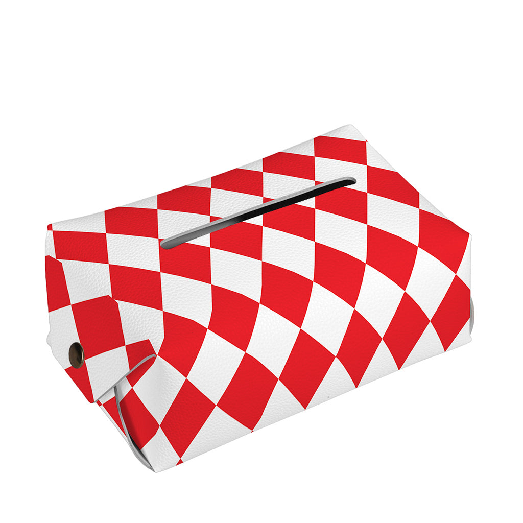 Red And White Harlequin Pattern Print Rectangle Tissue Box Cover
