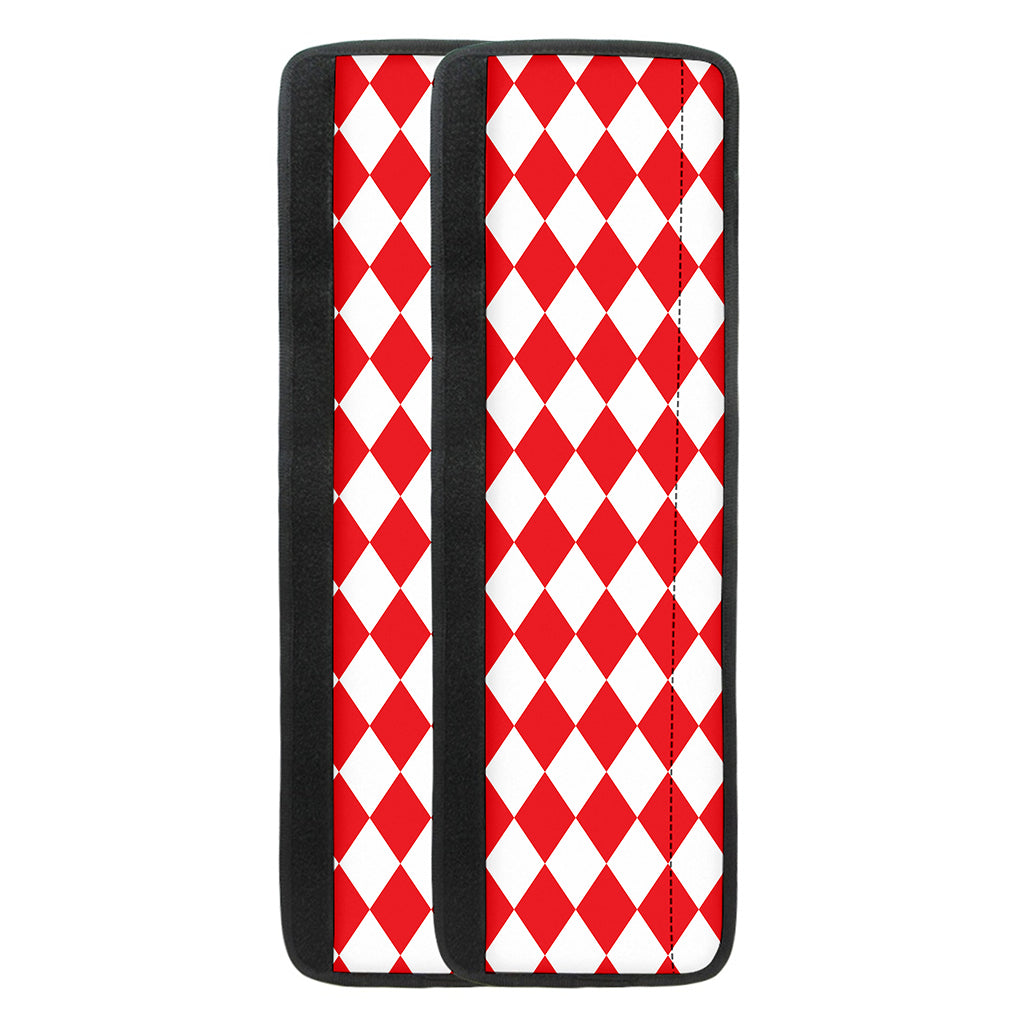 Red And White Harlequin Pattern Print Refrigerator Handle Covers