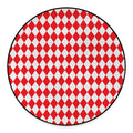 Red And White Harlequin Pattern Print Round Floor Mat