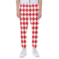 Red And White Harlequin Pattern Print Joggers