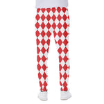 Red And White Harlequin Pattern Print Scuba Joggers