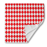 Red And White Harlequin Pattern Print Silk Bandana