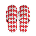 Red And White Harlequin Pattern Print Slippers