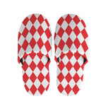 Red And White Harlequin Pattern Print Slippers