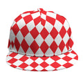 Red And White Harlequin Pattern Print Snapback Cap