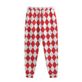 Red And White Harlequin Pattern Print Sweatpants