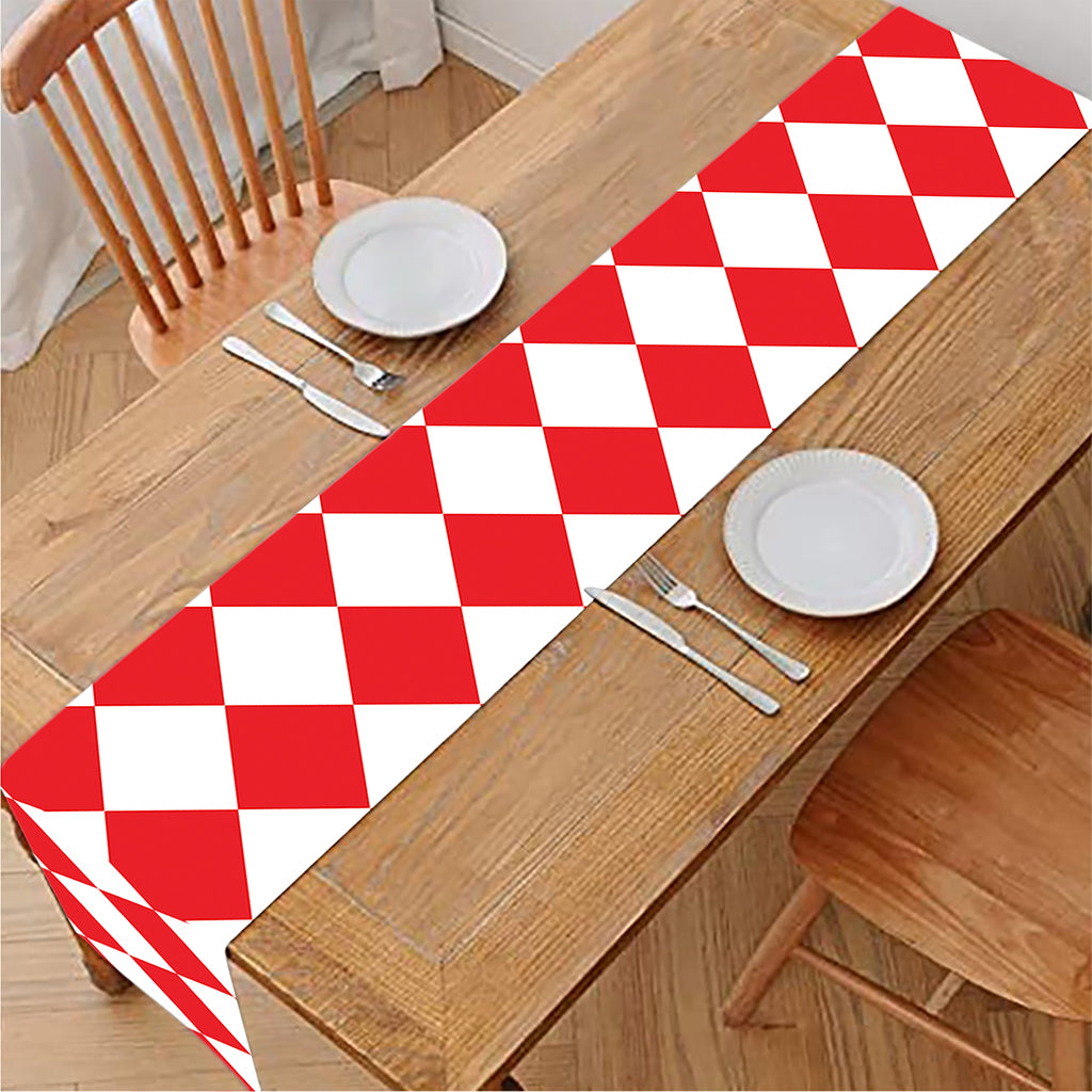 Red And White Harlequin Pattern Print Table Runner