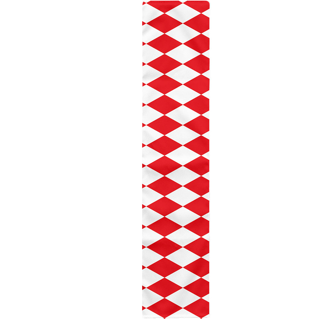 Red And White Harlequin Pattern Print Table Runner