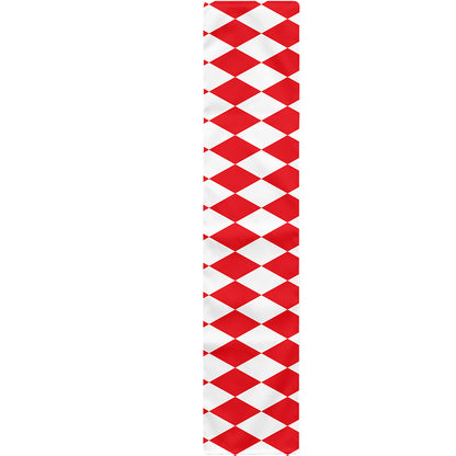 Red And White Harlequin Pattern Print Table Runner