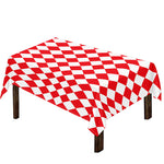 Red And White Harlequin Pattern Print Tablecloth